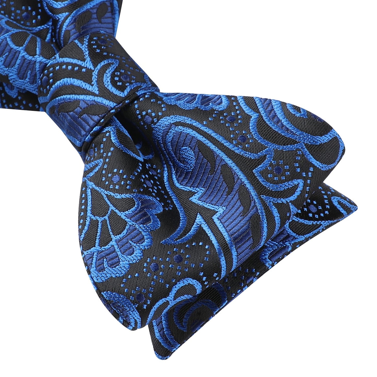 Hisdern Blue Black Paisley Bow Tie Set For Evening Wear