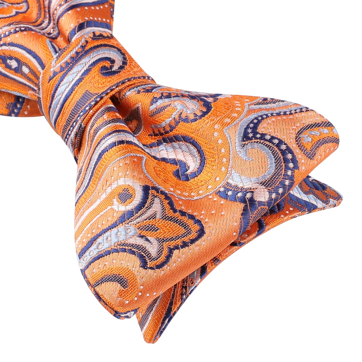 Hisdern Vintage Orange And Purple Paisley Bow Tie Set