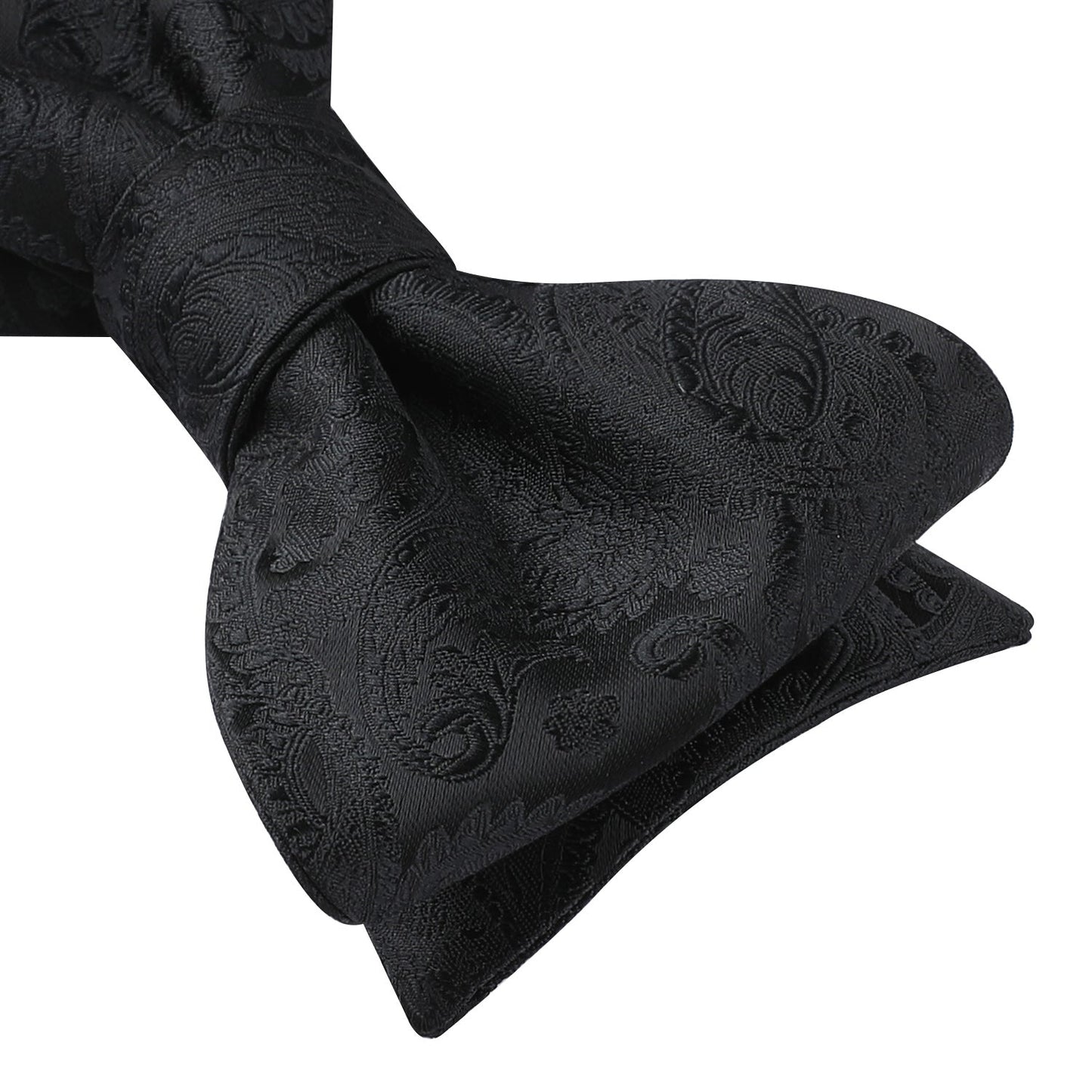 Hisdern Black Paisley Bow Tie Set For Evening Wear