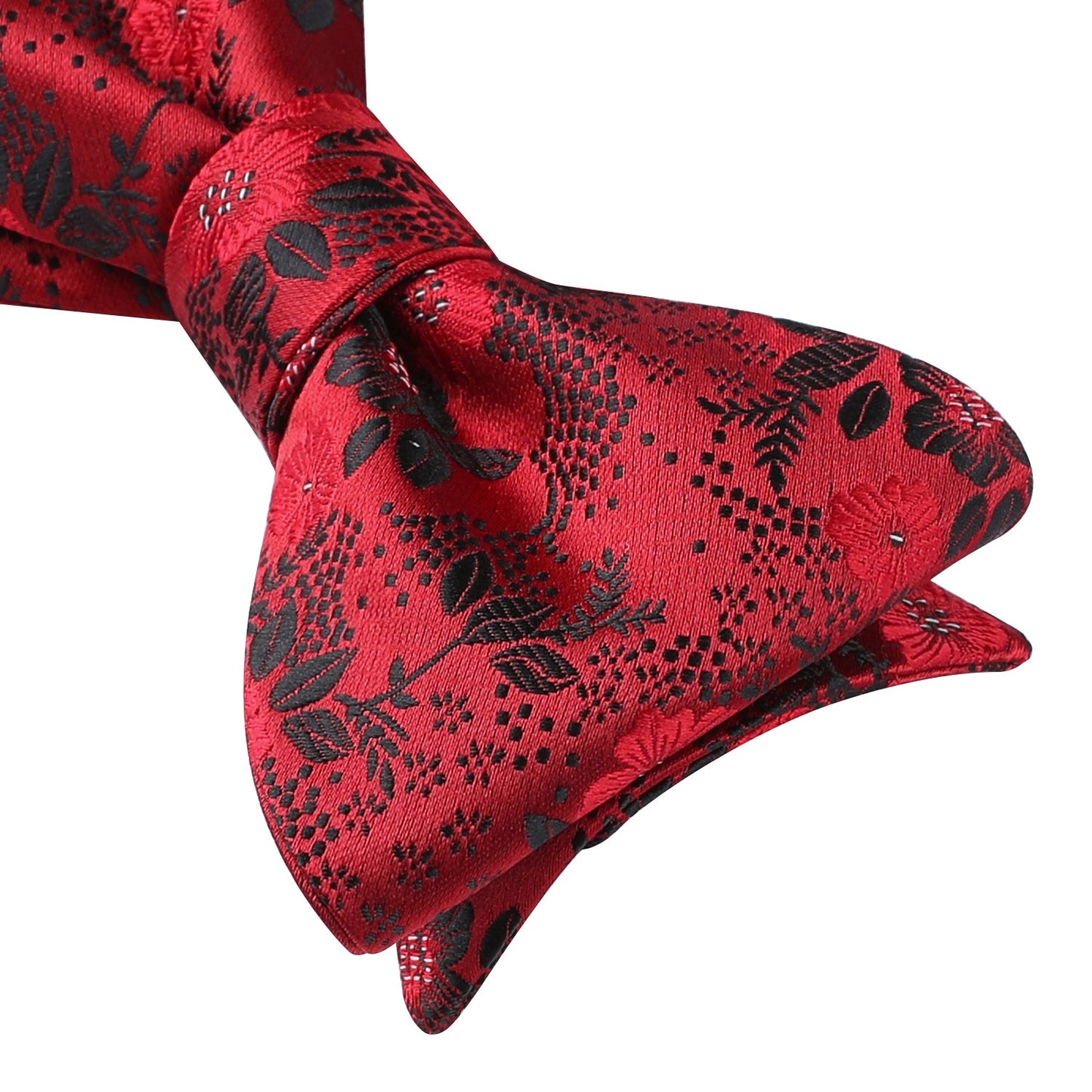 Hisdern Red Black Floral Bow Tie Set Groomsmen Wedding