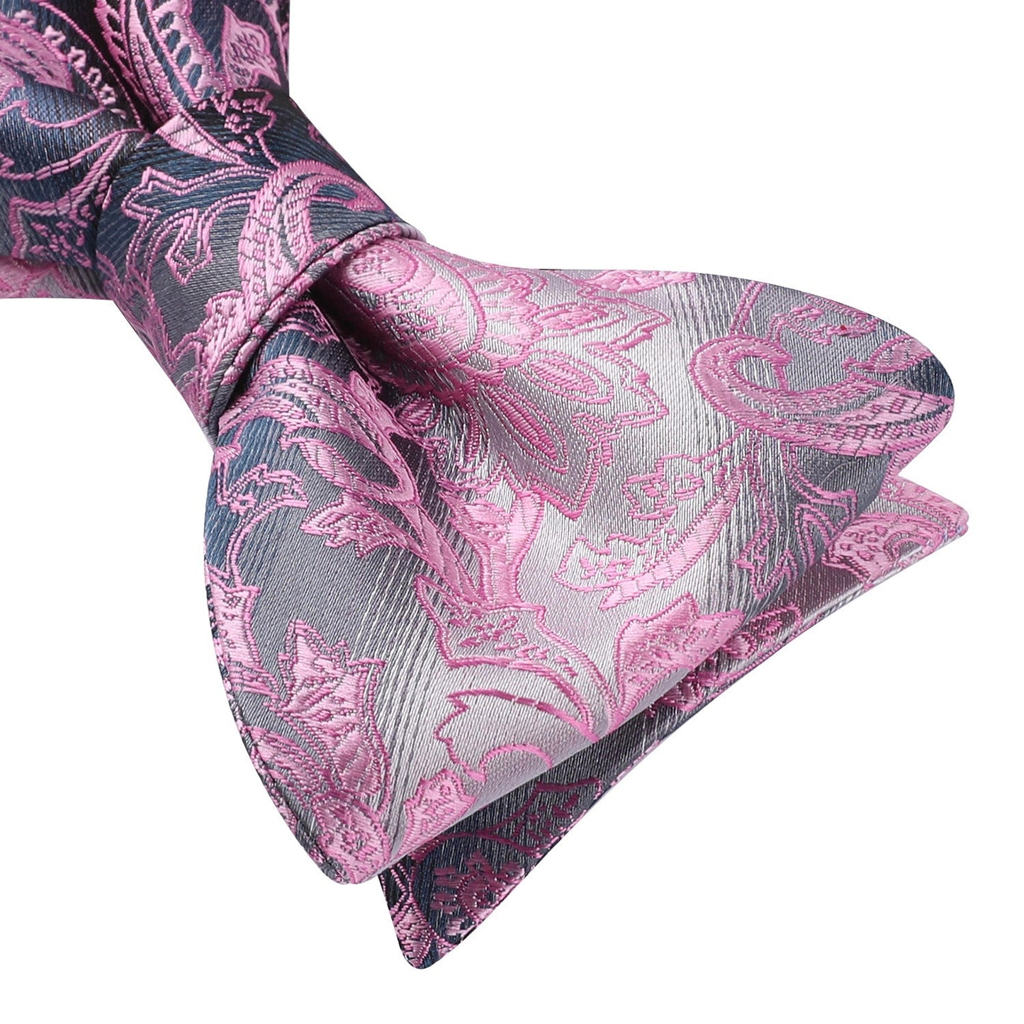 Hisdern Pink Black Paisley Bow Tie Set For Evening Wear