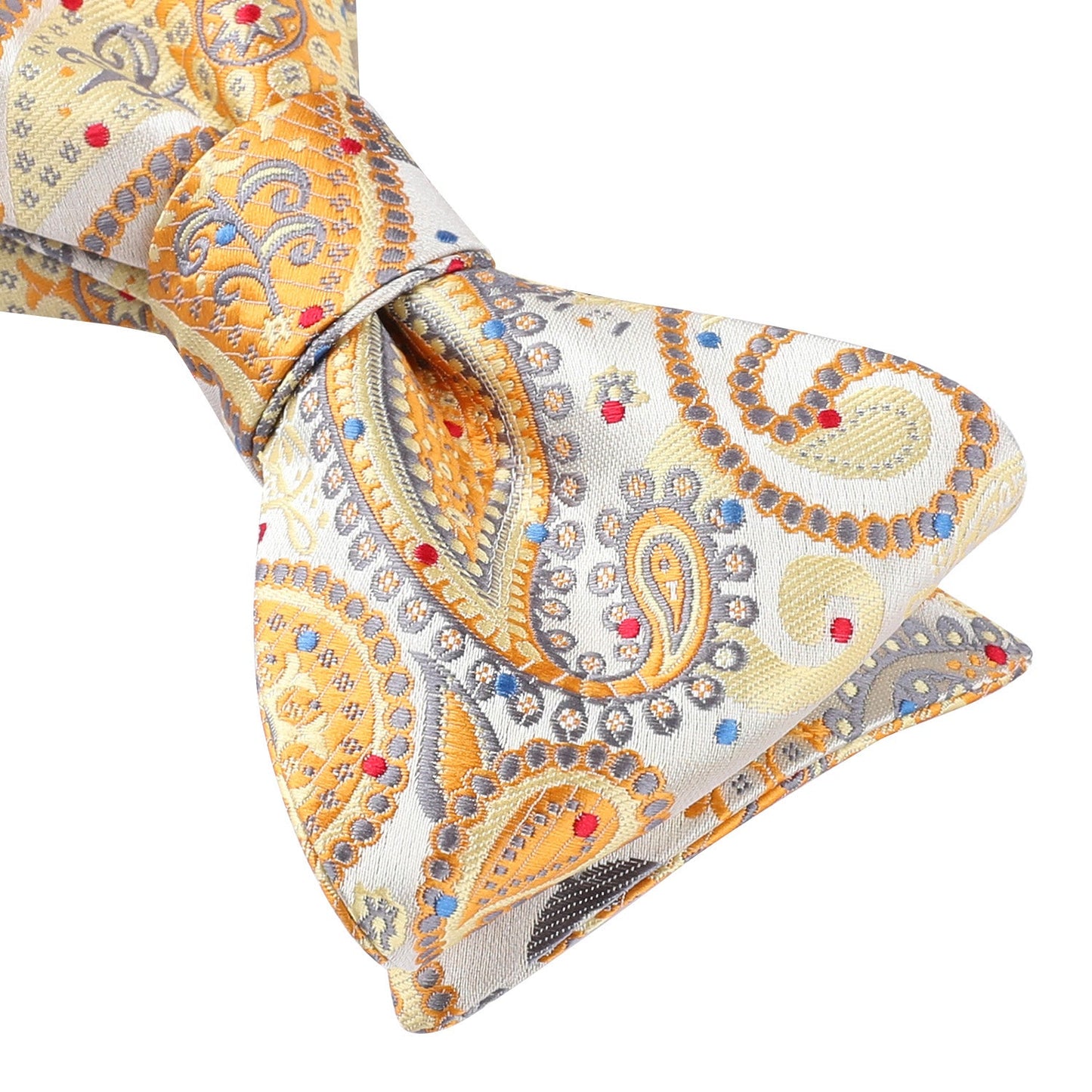 Hisdern Yellow Grey Paisley Bow Tie Set For Evening Wear