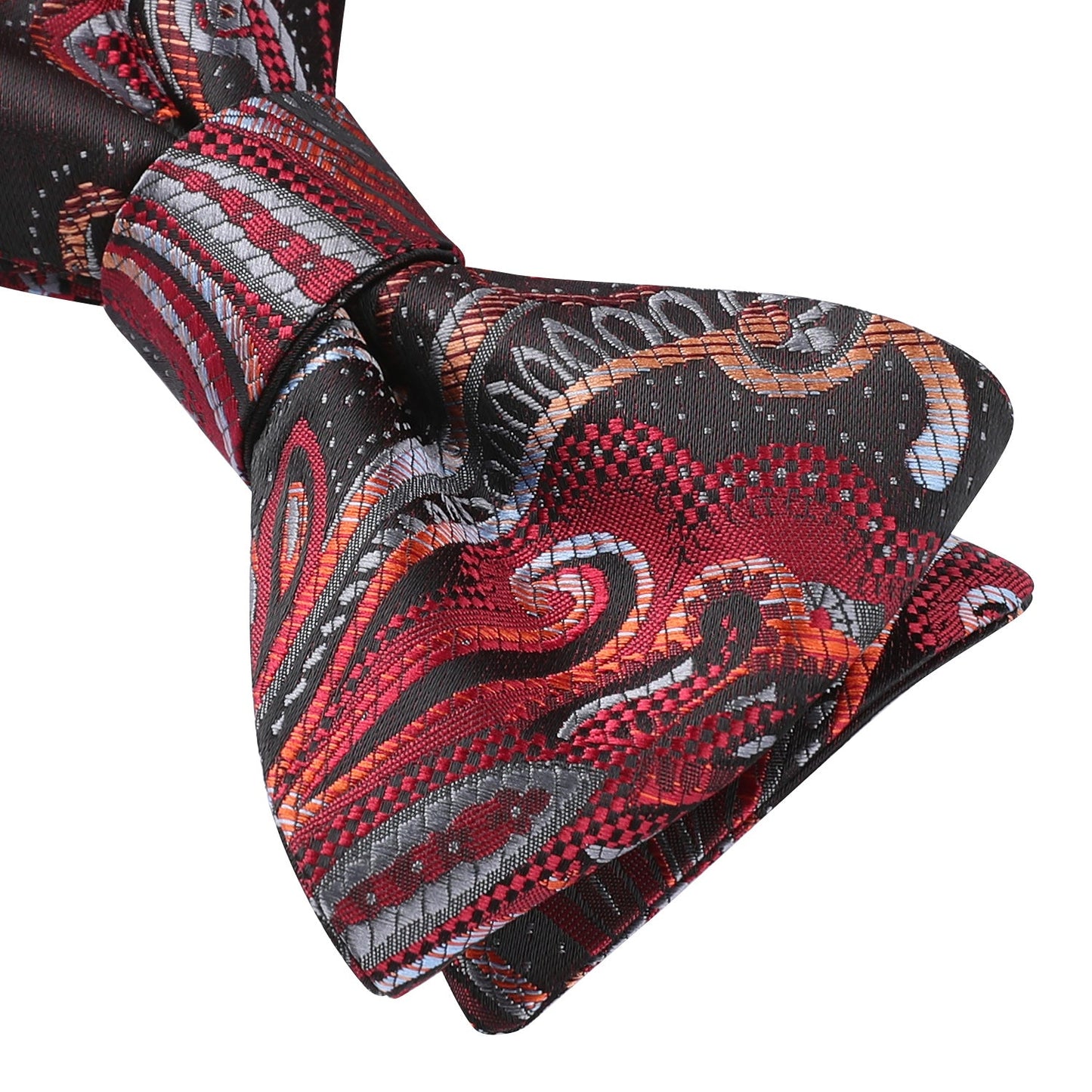 Hisdern Vintage Red Green Paisley Bow Tie Set
