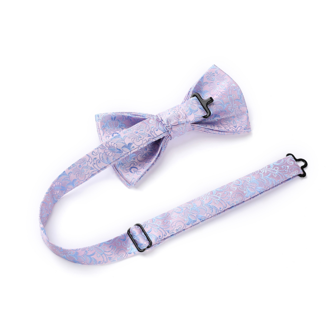 Hisdern Pink Paisley Pre-Tied Bow Tie Set for Wedding