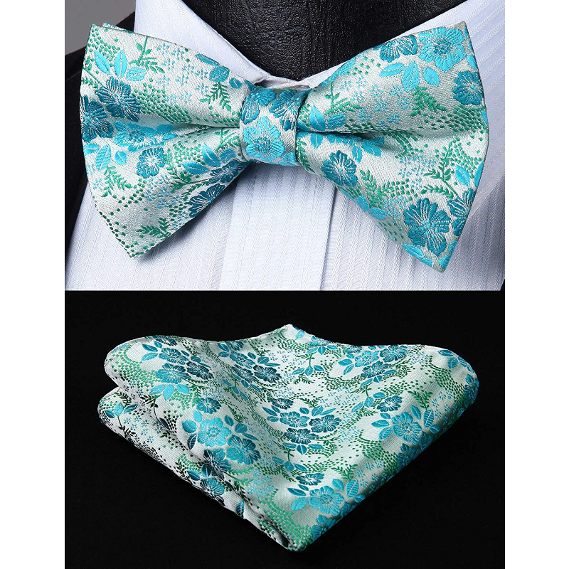 Hisdern Vintage Zauqa Paisley Pre-Tied Bow Tie Set for Wedding