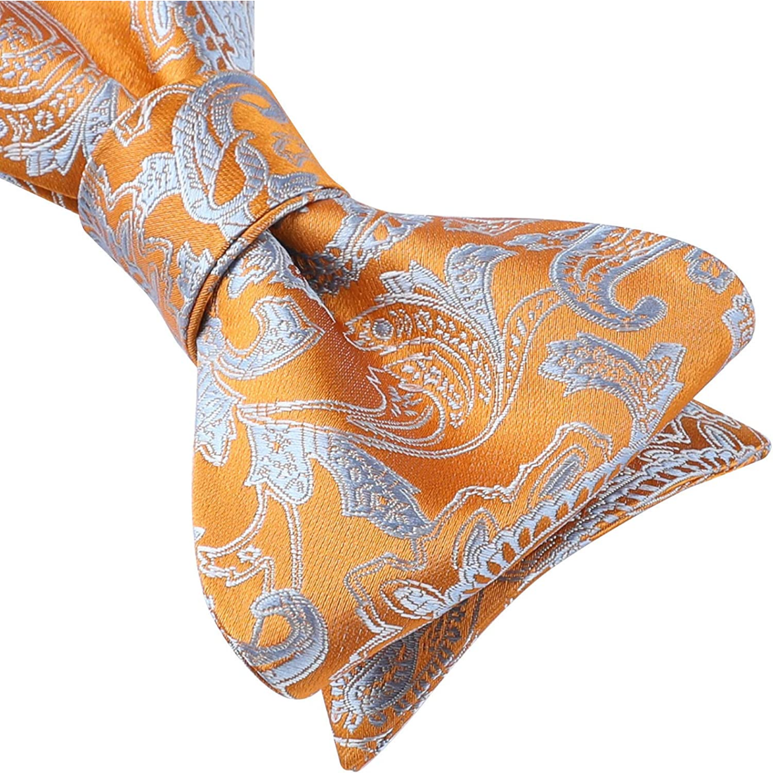 Hisdern Orange Paisley Bow Tie Set For Evening Wear