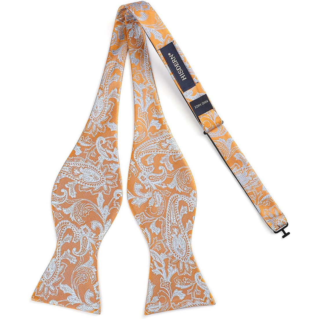 Hisdern Orange Paisley Bow Tie Set For Evening Wear