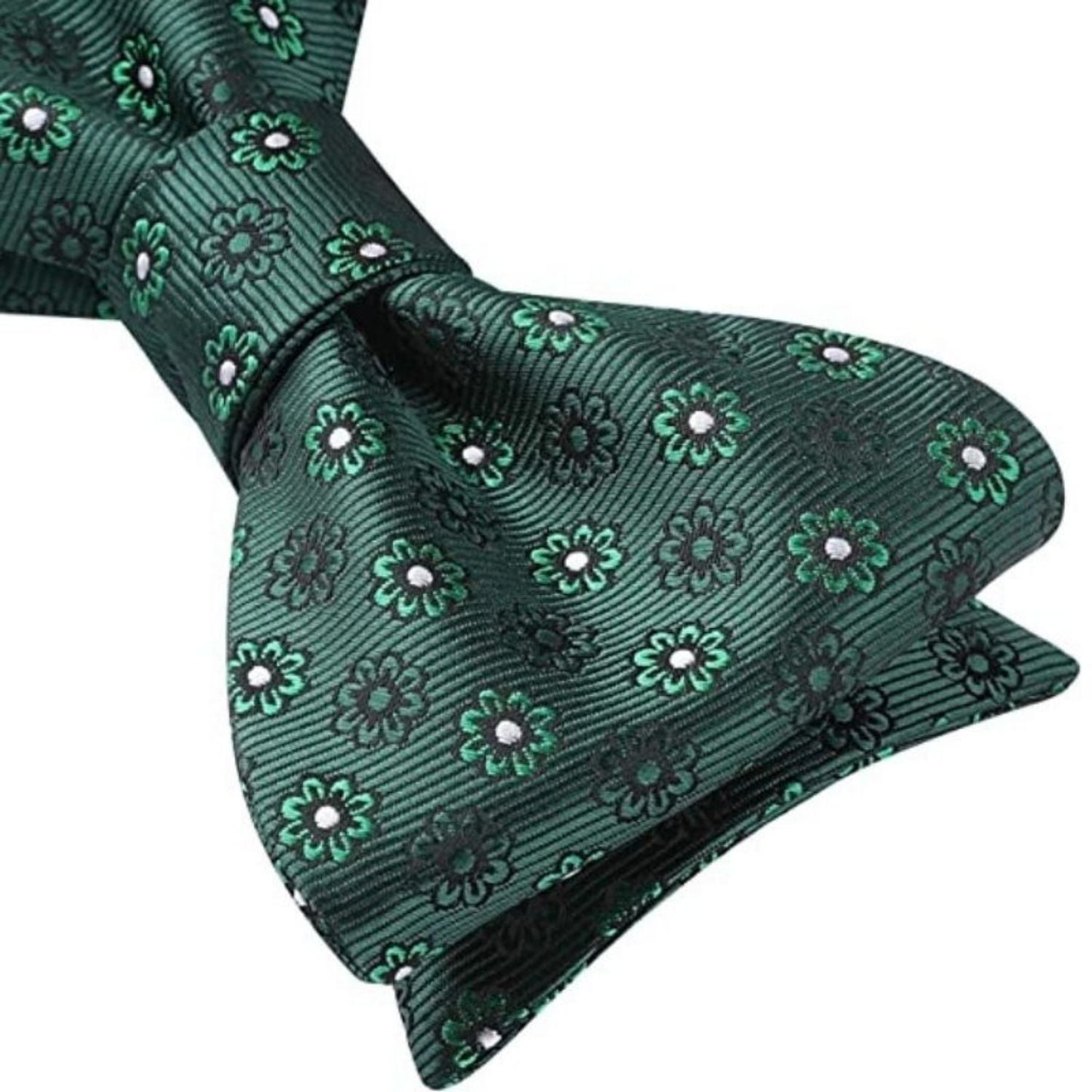 Hisdern Green White Floral Bow Tie Set For Evening Wear