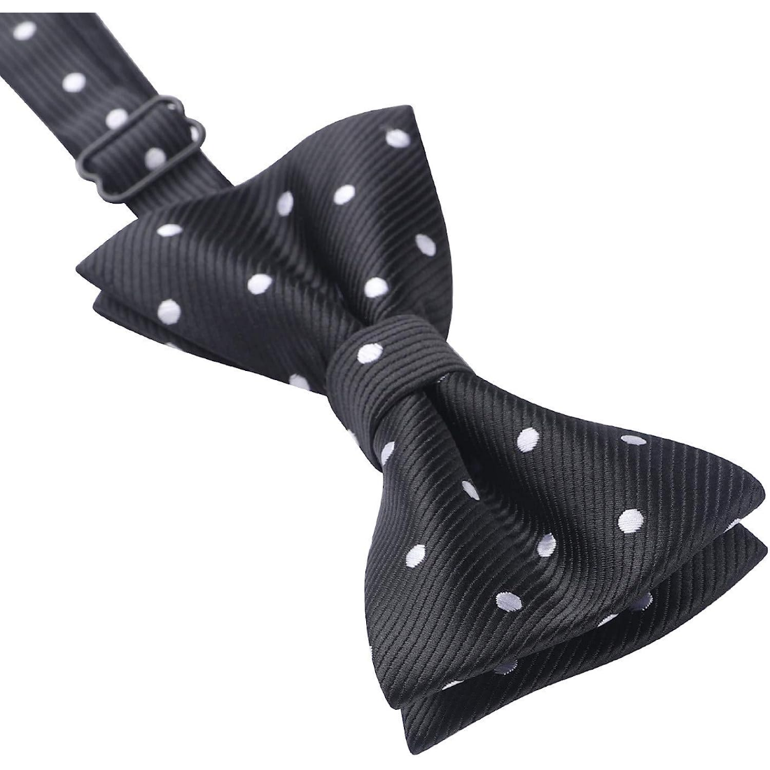Hisdern Black White Polka Dot Pre-Tied Bow Tie for Boys