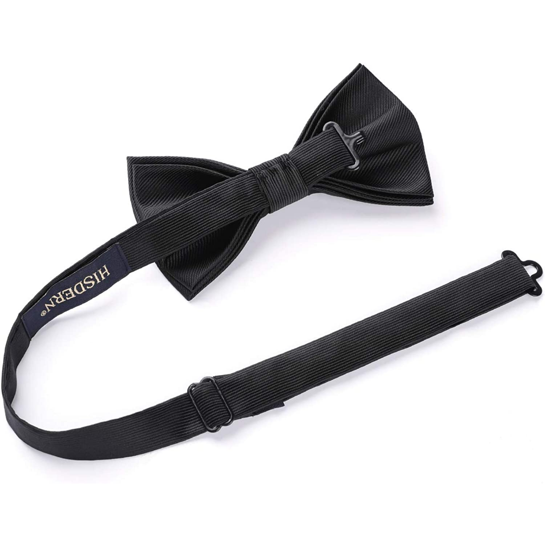 Hisdern Black Solid Pre-Tied Bow Tie Accessories Set For Evening Wear