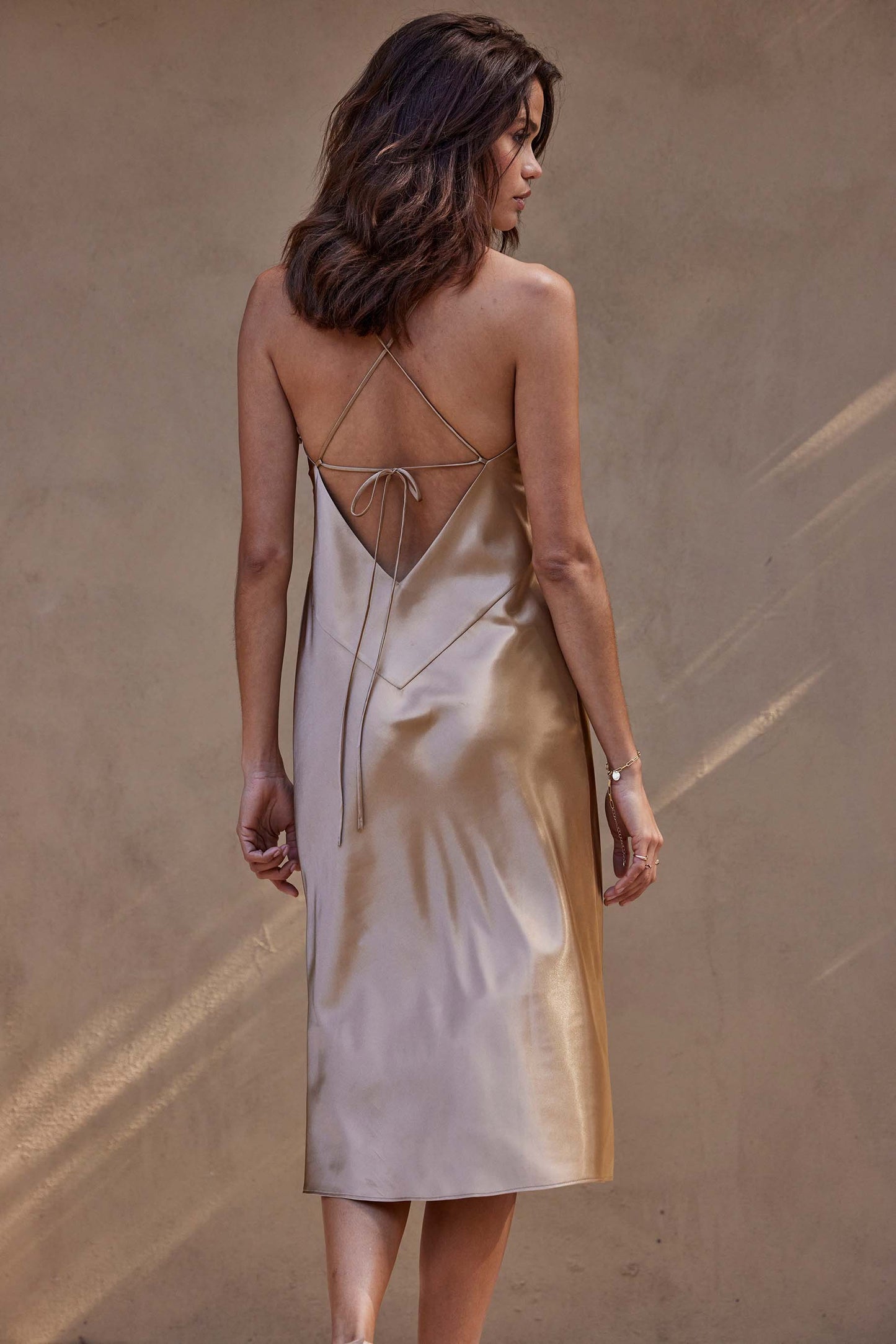 Silky Satin Midi Gold